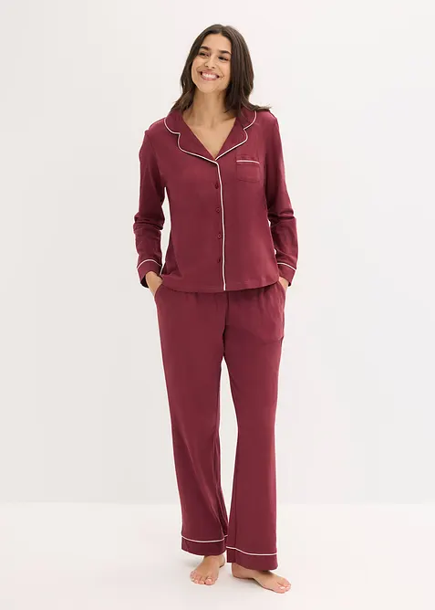 Pyjamas i bomull med knappsl&aring;, bonprix