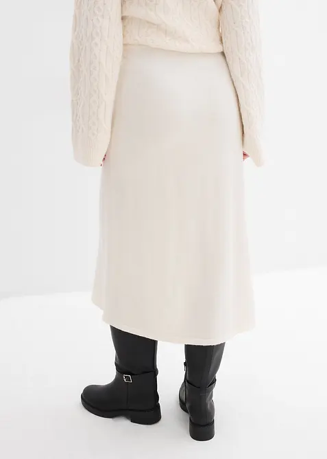 Stickad midikjol av mjuk viskosmix, bonprix