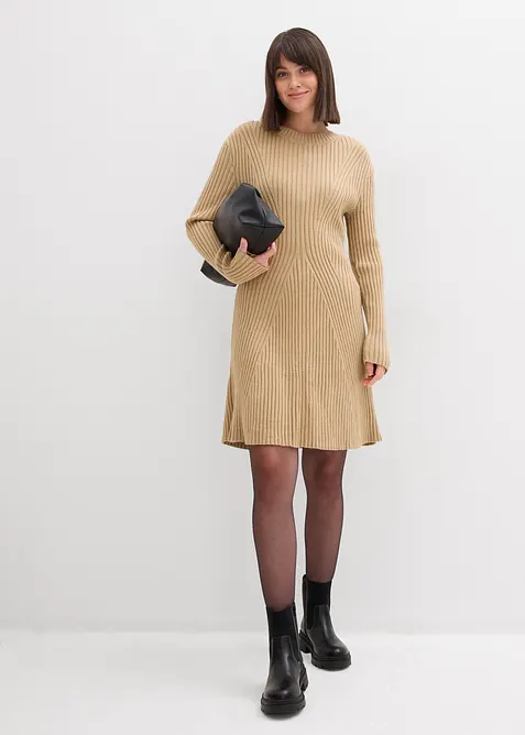 Stickad minikl&auml;nning av mjuk viskosmix, bonprix