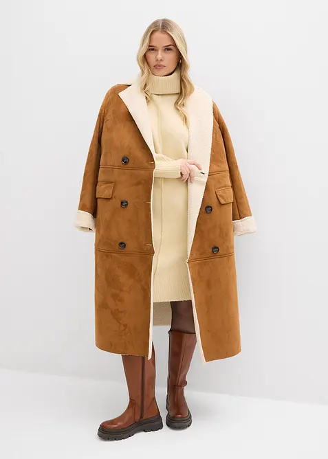 Stickad klänning med dekorsöm, bonprix