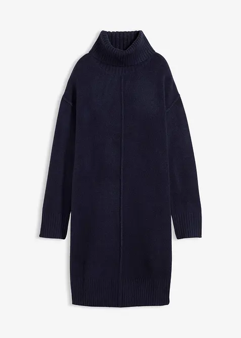 Stickad klänning med dekorsöm, bonprix