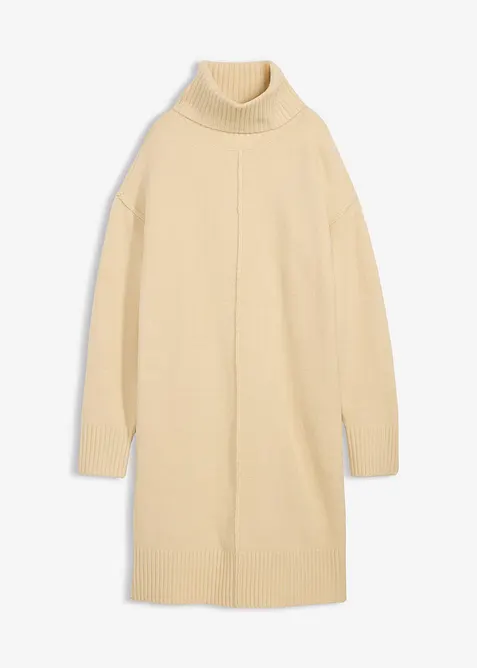 Stickad klänning med dekorsöm, bonprix