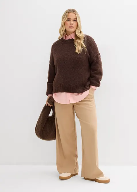 Byxa i yllelook med resårlinning, bonprix