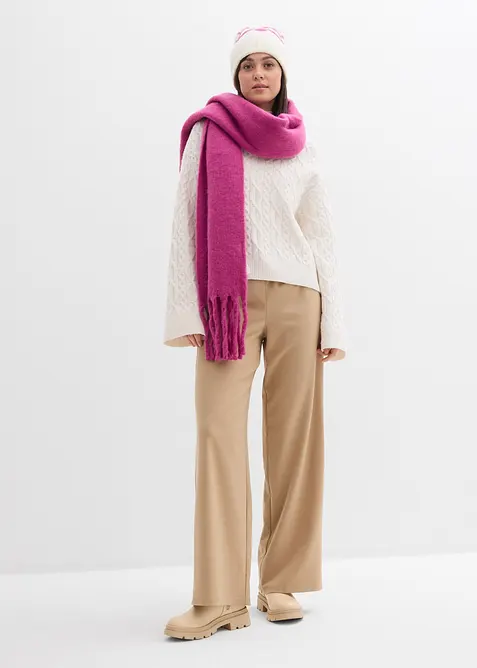 Byxa i yllelook med resårlinning, bonprix
