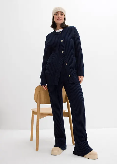 Stickad byxa i mjuk viskosmix, bonprix