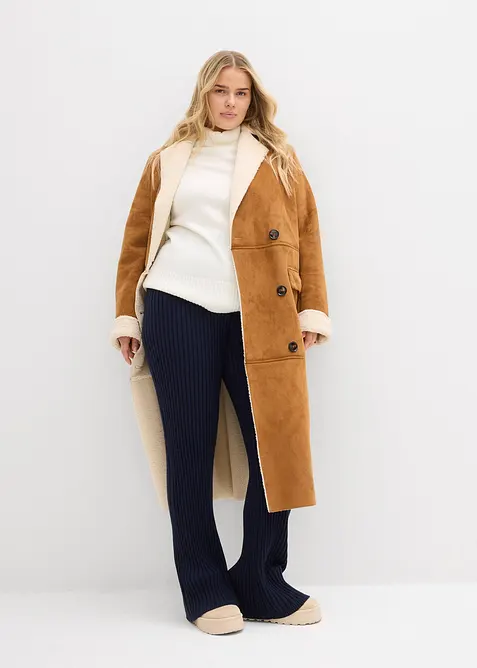 Stickad byxa i mjuk viskosmix, bonprix