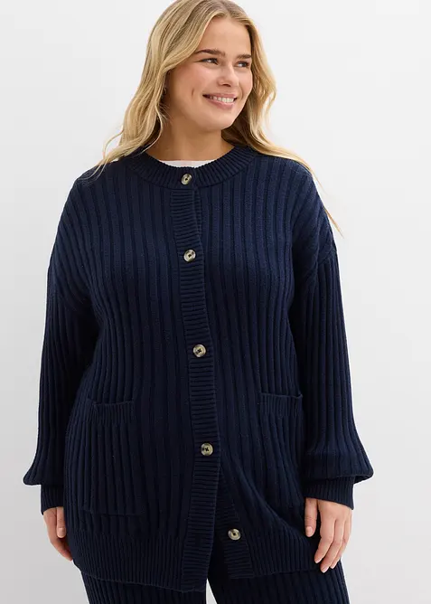 Stickad kofta av mjuk viskosmix, bonprix