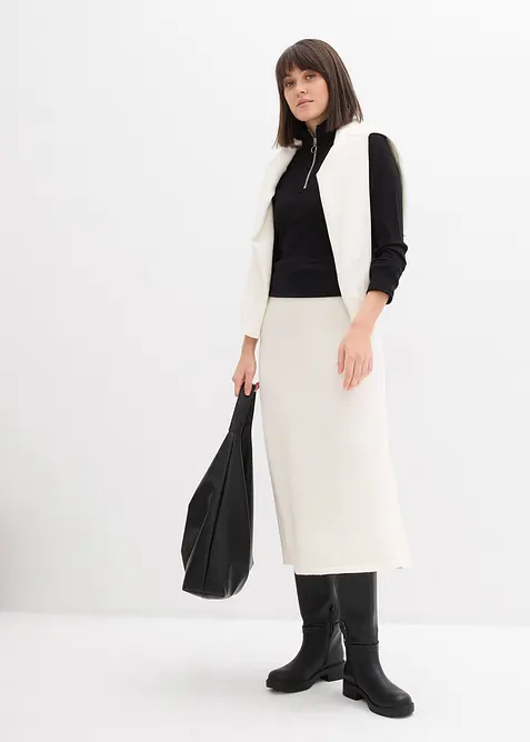 Ribbstickad topp av mjuk viskosmix, bonprix