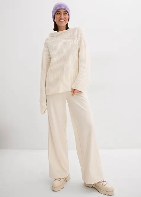 Ribbstickad oversizetröja, bonprix