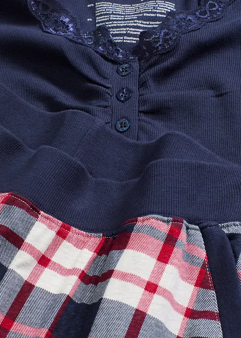 Pyjamas  med ribbstickad överdel med knappslå, bonprix