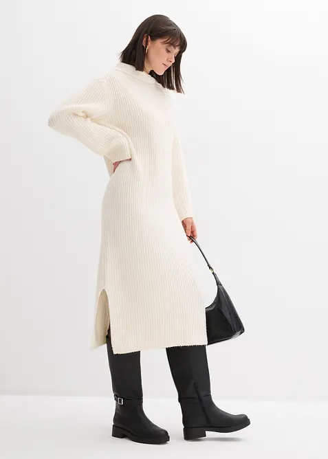 Ribbstickad klänning, bonprix