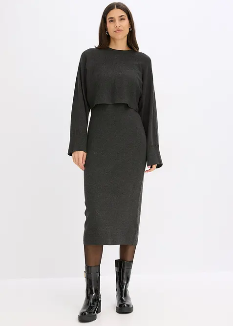 Stickad kl&auml;nning och topp (2 delar), bonprix