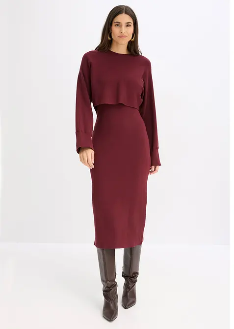 Stickad kl&auml;nning och topp (2 delar), bonprix