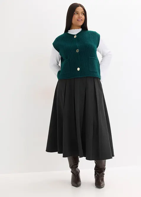 Stickad väst med dekorativa knappar, bonprix