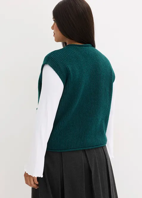 Stickad väst med dekorativa knappar, bonprix