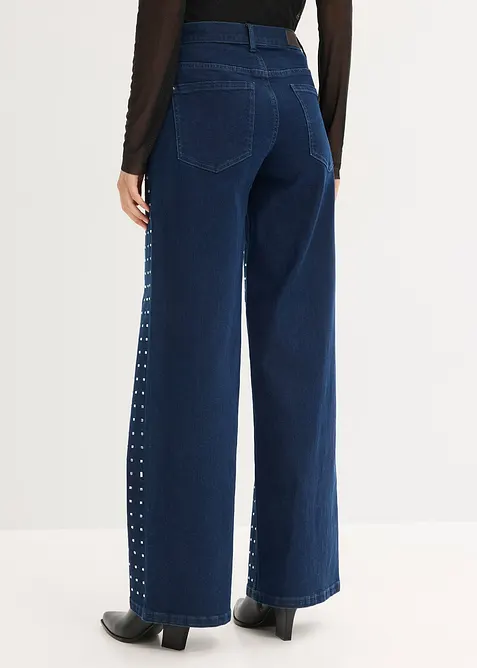Wide Leg-jeans Mid Waist med strassapplikation, bonprix