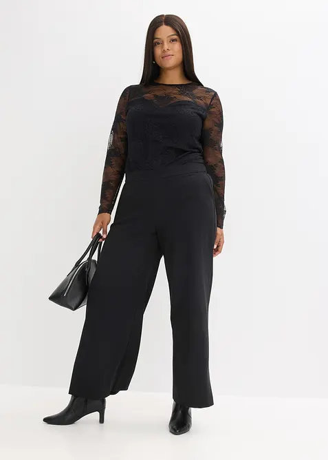 Långärmad topp i fin spets, bonprix