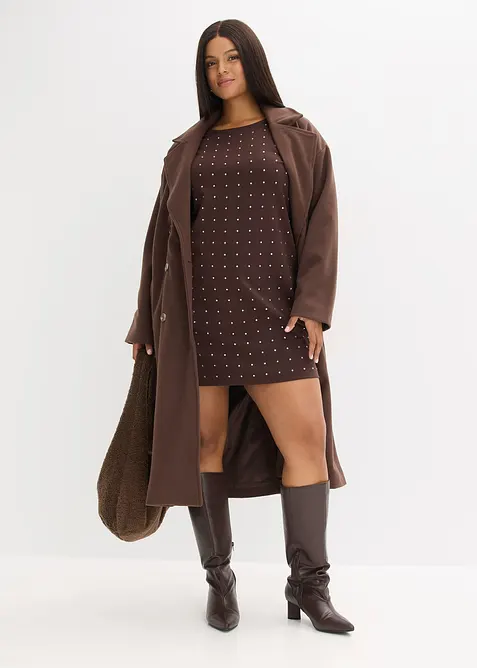 Jerseyklänning med strass, bonprix