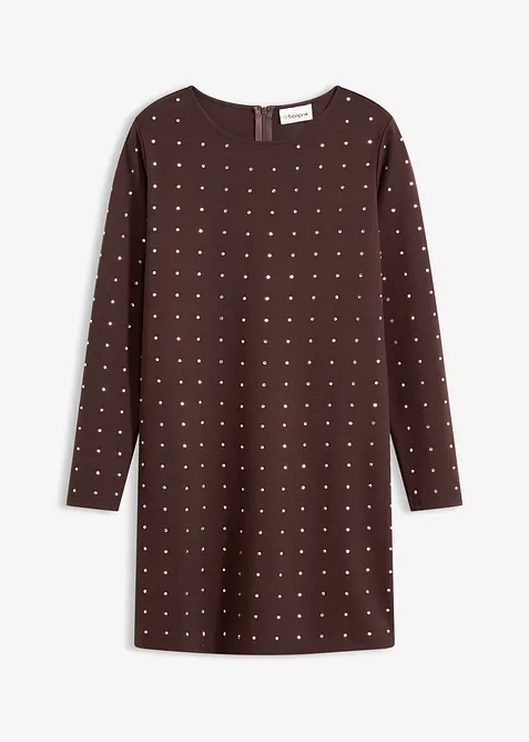 Jerseyklänning med strass, bonprix