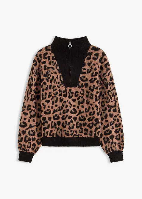 Tröja med krage och dragkedja, bonprix