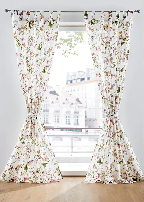 Gardinl&auml;ngd i ogenomskinligt material inkl. omtag (1-pack), bonprix