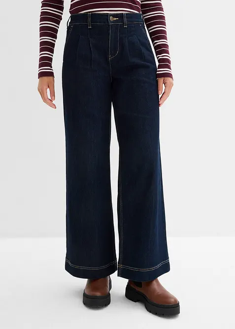 Wide Leg Jeans High Waist, med bekväm midja, bonprix