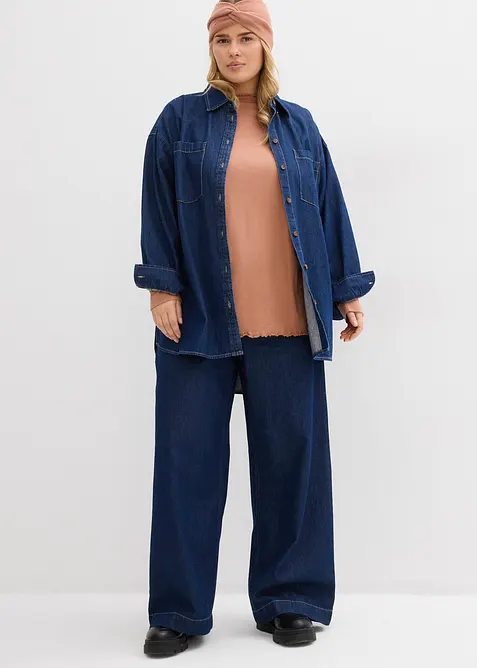 L&aring;ng&auml;rmad topp av bomullsmix, bonprix