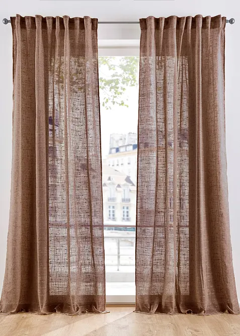 Gardin med linnelook (1-pack), bonprix