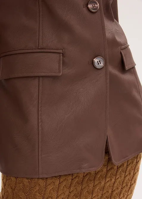 Lång kavaj i skinnimitation, bonprix