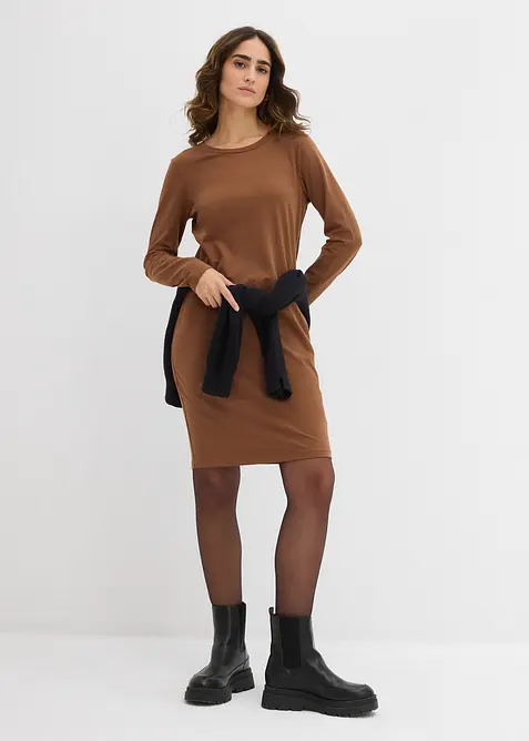 Jerseyklänning av bomull med stretch (2-pack), bonprix