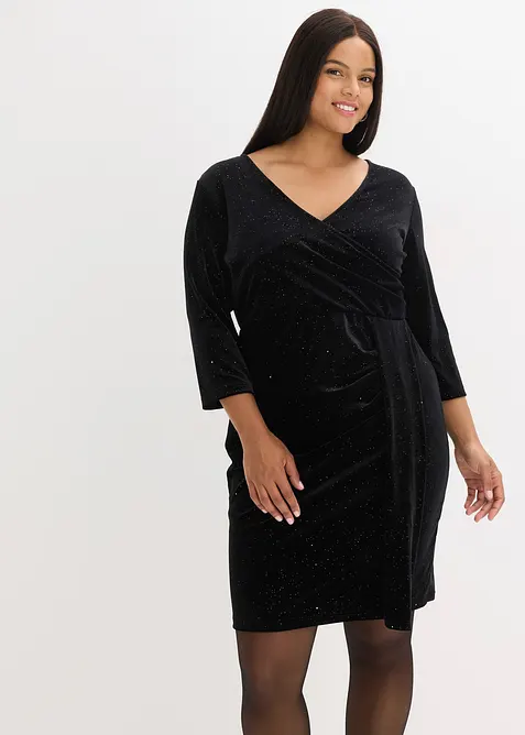 Glittrig miniklänning i mjuk sammet, bonprix