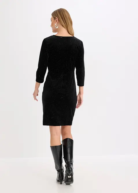 Glittrig miniklänning i mjuk sammet, bonprix