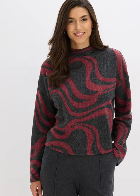 Mjuk ribbstickad topp, bonprix