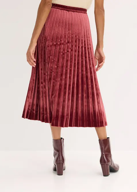 Plisserad kjol i mjuk sammet, bonprix