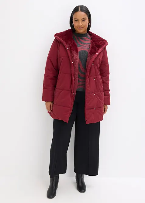 Täckjacka med besättning i fuskpäls, bonprix