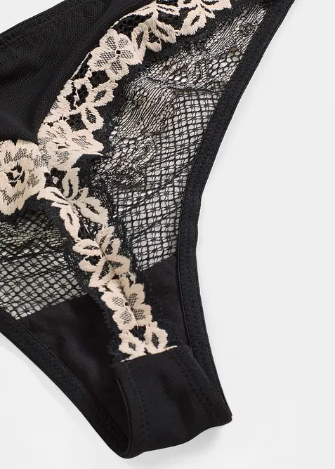 Stringtrosa av tvåfärgad spets, bonprix