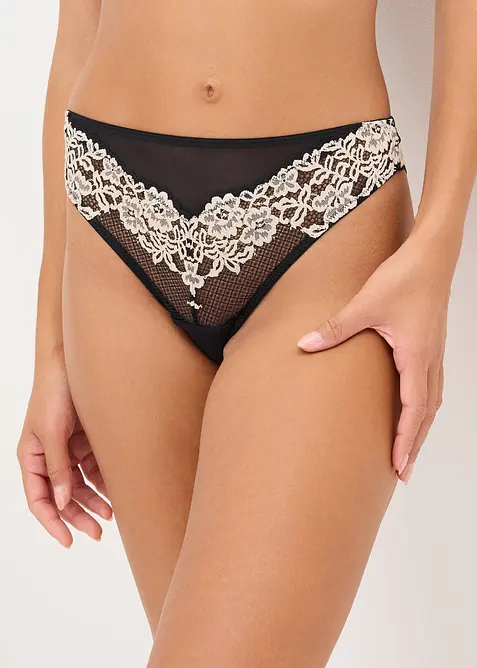 Stringtrosa av tvåfärgad spets, bonprix