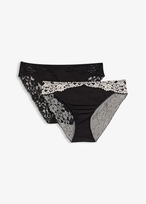 Trosa av tvåfärgad spets (2-pack), bonprix