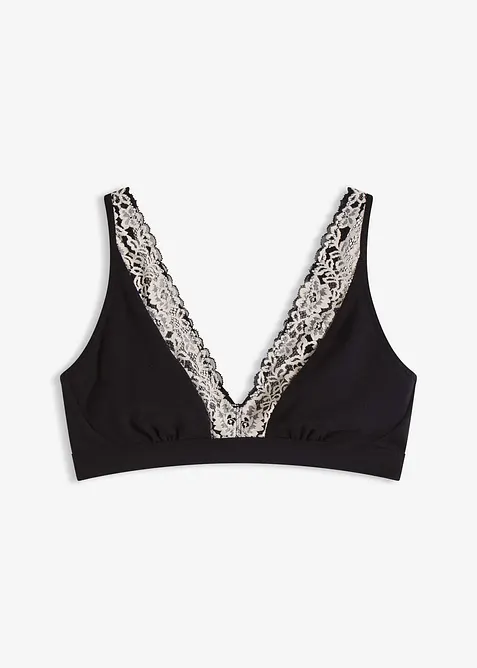 Bralette utan bygel med ekologisk bomull och spets, bonprix