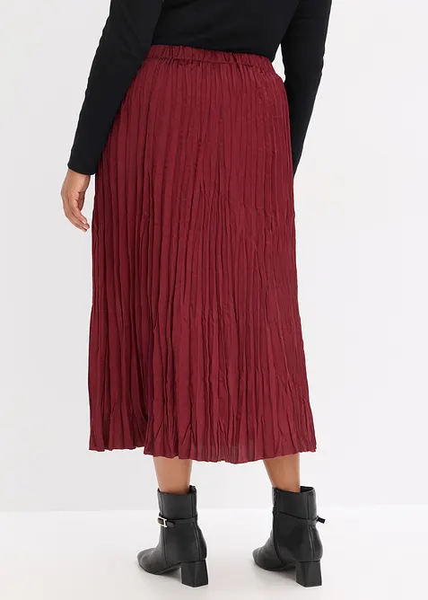 Maxikjol i krinklat material av satin, bonprix