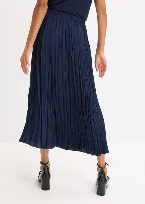 Maxikjol i krinklat material av satin, bonprix