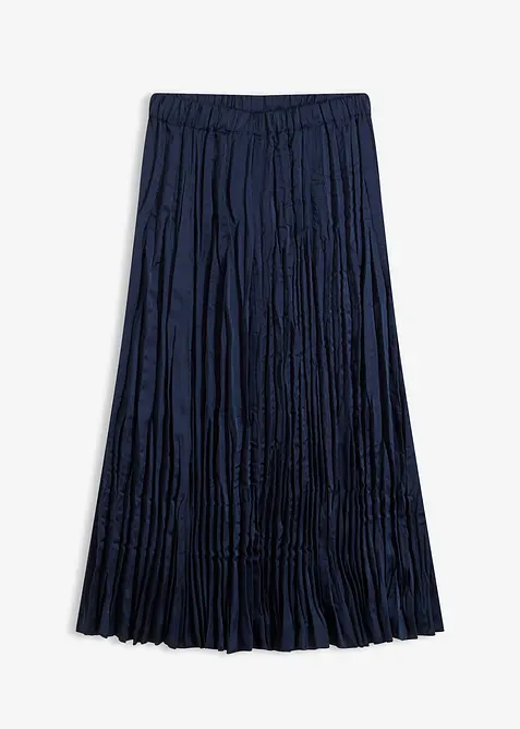 Maxikjol i krinklat material av satin, bonprix