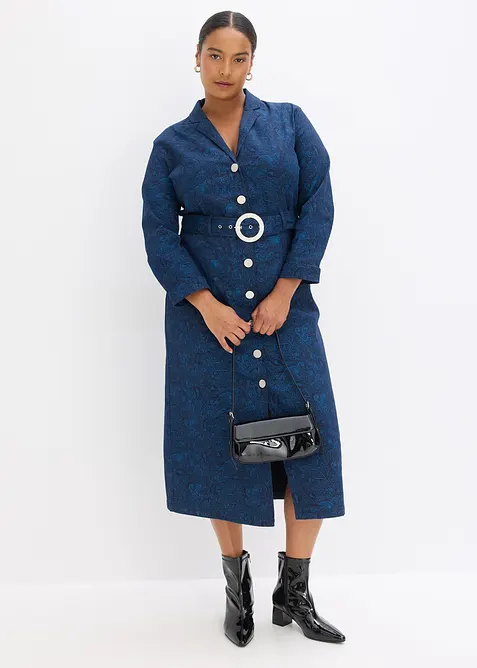 Twillklänning med skärp (set i 2 delar, bonprix