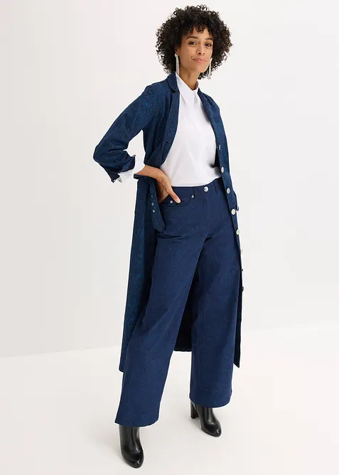 Byxa Wide Leg av bomullsstretch, bonprix