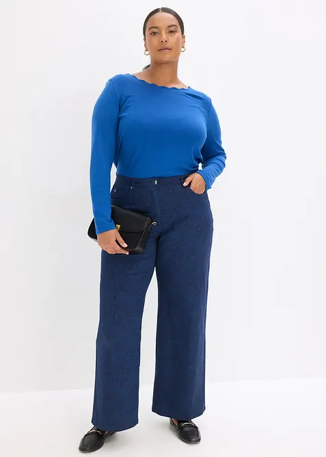 Byxa Wide Leg av bomullsstretch, bonprix