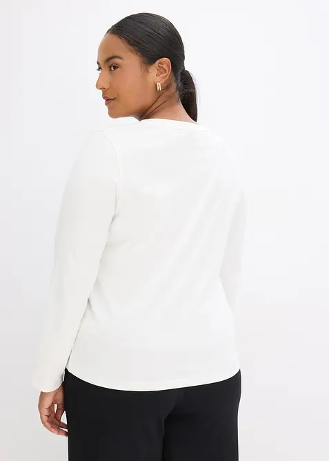 Långärmad topp med placerat tryck, bonprix