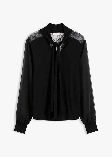 Knytblus med spets, bonprix