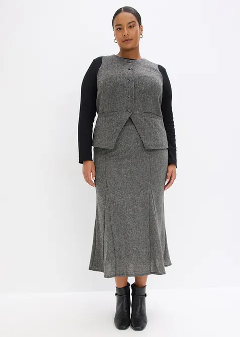 Lätt klockad kjol med tweedlook, bonprix