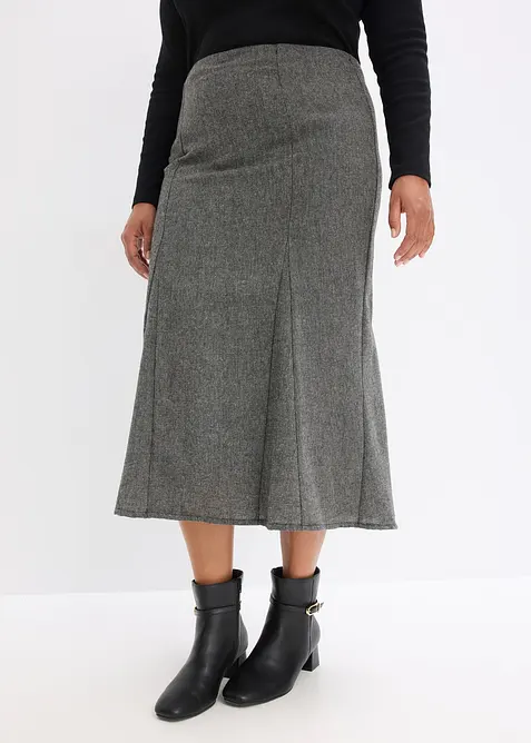 Lätt klockad kjol med tweedlook, bonprix