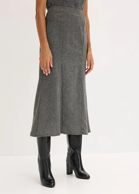 Lätt klockad kjol med tweedlook, bonprix